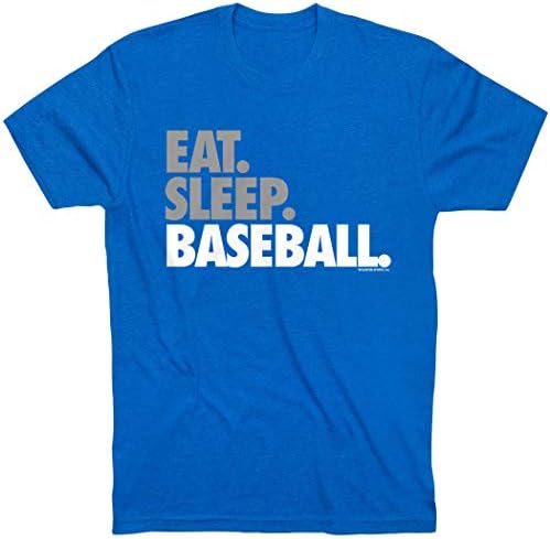 אכלו שינה בייסבול טקסט נועז חולצת טריקו למבוגרים | טיז בייסבול מאת Chalktalk Sports | מספר צבעים